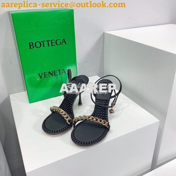 Replica Bottega Veneta BV Dot Leather Sandals 667178 Black 3