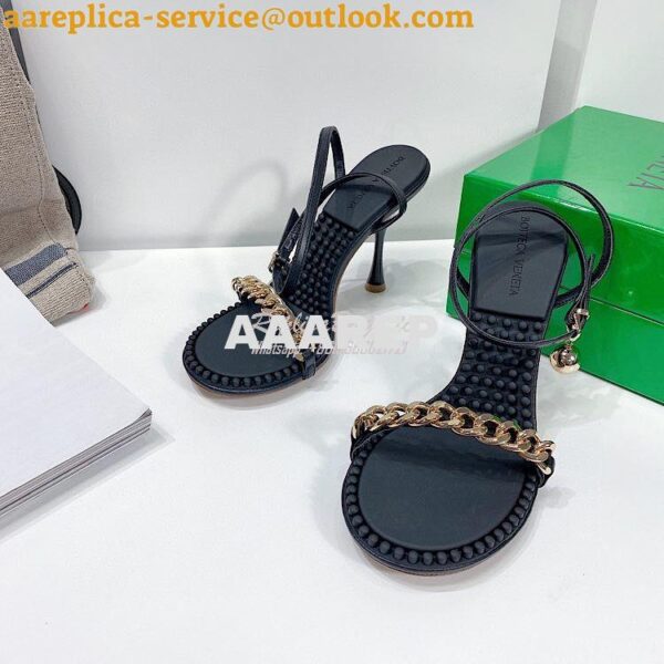 Replica Bottega Veneta BV Dot Leather Sandals 667178 Black 4