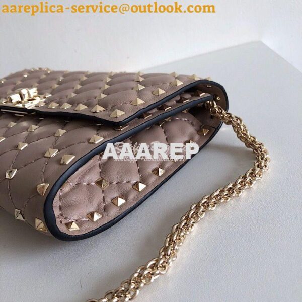 Replica Valentino Garavani Rockstud Spike Gold Chain Bag Dusty Pink 7