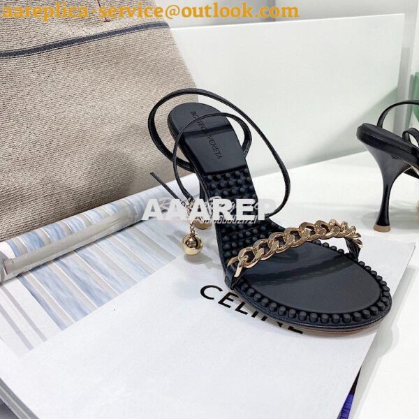 Replica Bottega Veneta BV Dot Leather Sandals 667178 Black 7