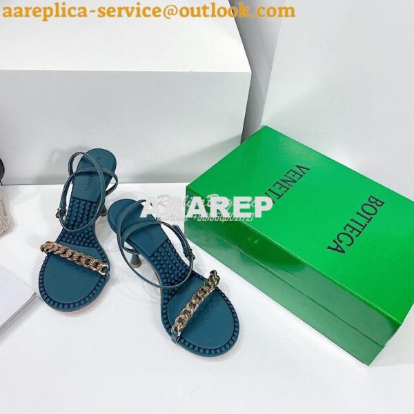 Replica Bottega Veneta BV Dot Leather Sandals 667178 Blue 4