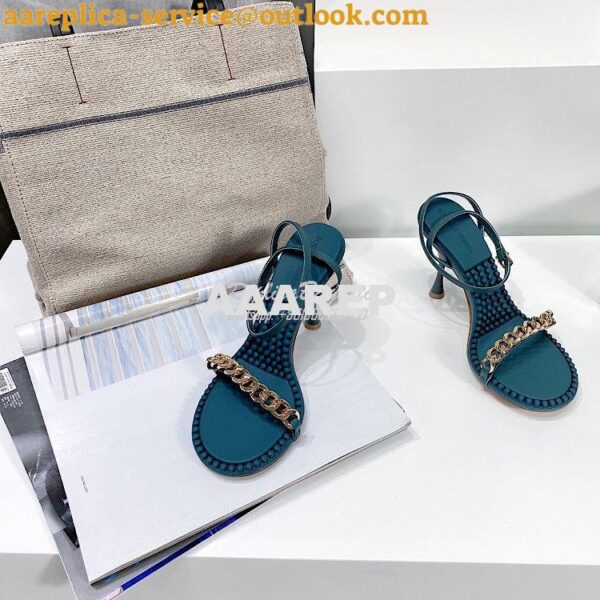 Replica Bottega Veneta BV Dot Leather Sandals 667178 Blue 6