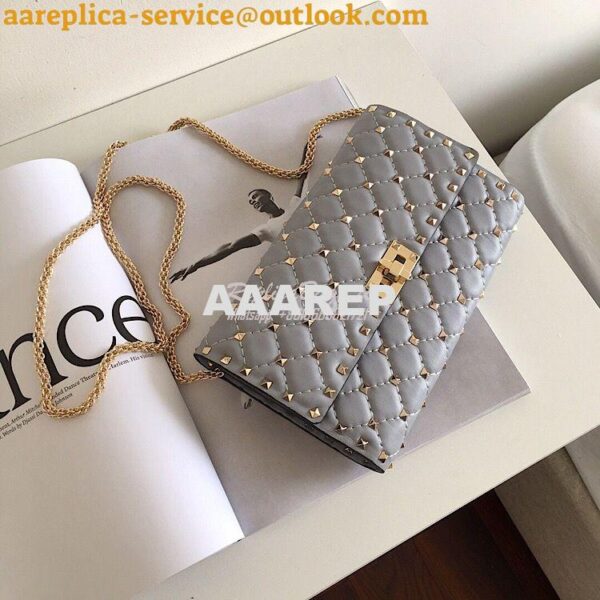 Replica Valentino Garavani Rockstud Spike Gold Chain Bag grey 3