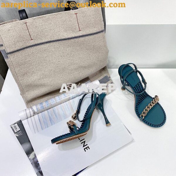 Replica Bottega Veneta BV Dot Leather Sandals 667178 Blue 7