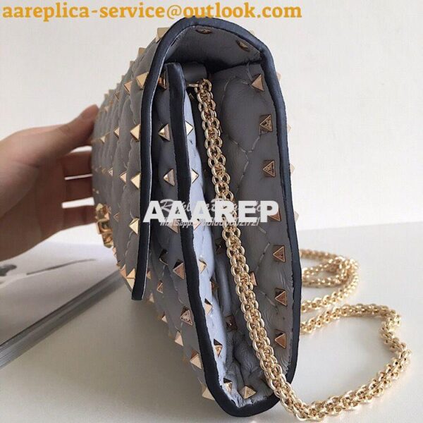 Replica Valentino Garavani Rockstud Spike Gold Chain Bag grey 6