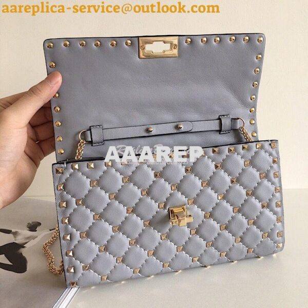 Replica Valentino Garavani Rockstud Spike Gold Chain Bag grey 7