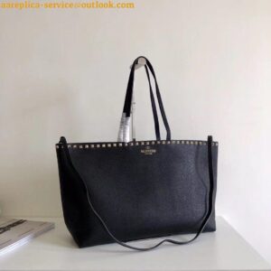 Replica Valentino Rockstud Large Shopping Bag In Black Leather