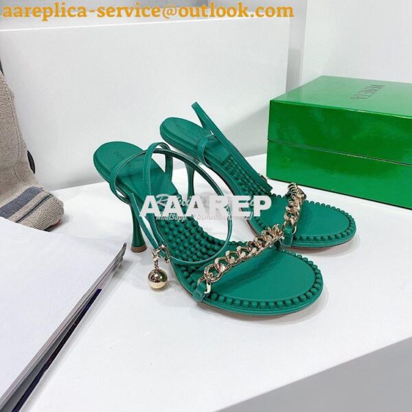 Replica Bottega Veneta BV Dot Leather Sandals 667178 Green 4