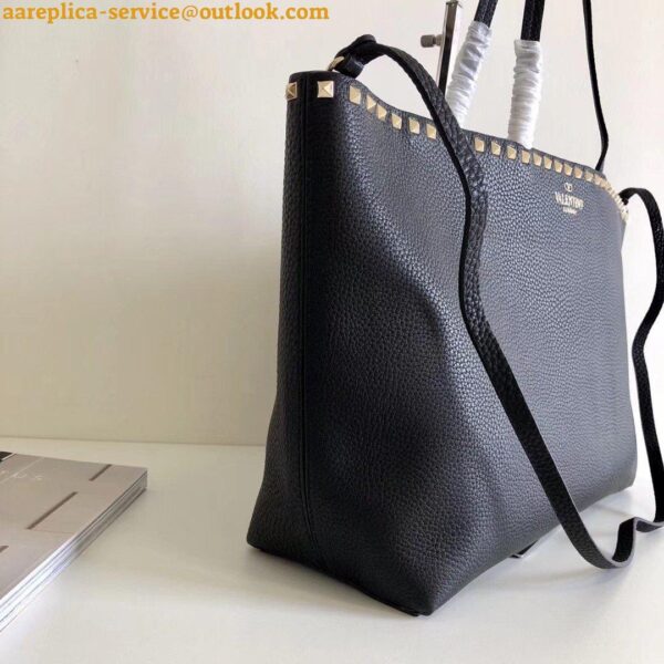 Replica Valentino Rockstud Large Shopping Bag In Black Leather 3