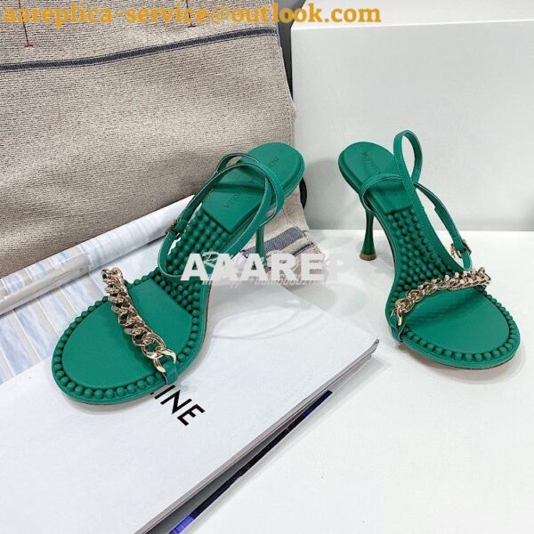 Replica Bottega Veneta BV Dot Leather Sandals 667178 Green 6