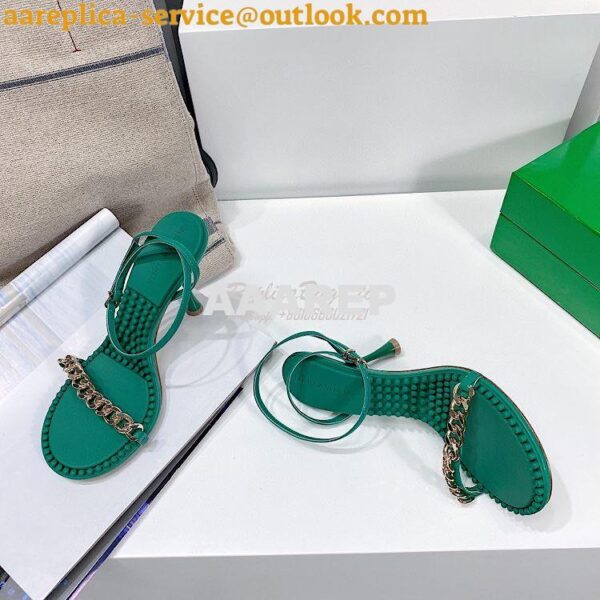 Replica Bottega Veneta BV Dot Leather Sandals 667178 Green 7