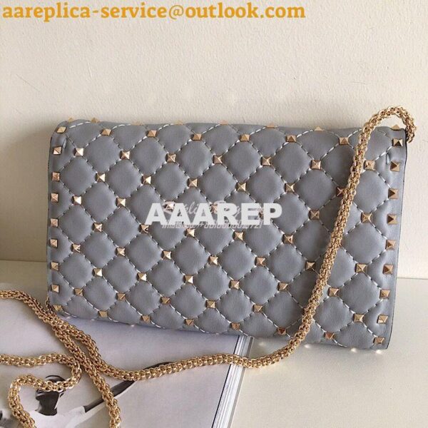 Replica Valentino Garavani Rockstud Spike Gold Chain Bag grey 11