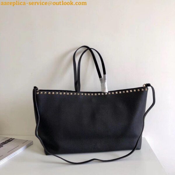 Replica Valentino Rockstud Large Shopping Bag In Black Leather 4