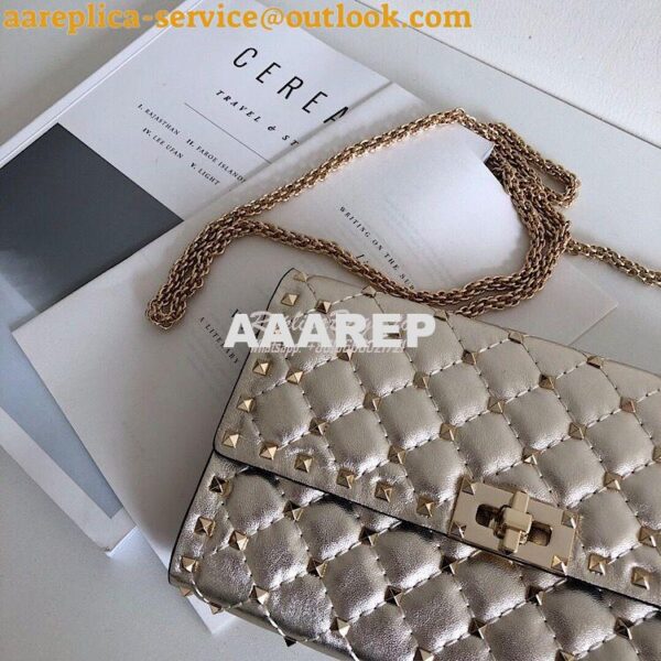 Replica Valentino Garavani Rockstud Spike Gold Chain Bag Metallic Gold 6