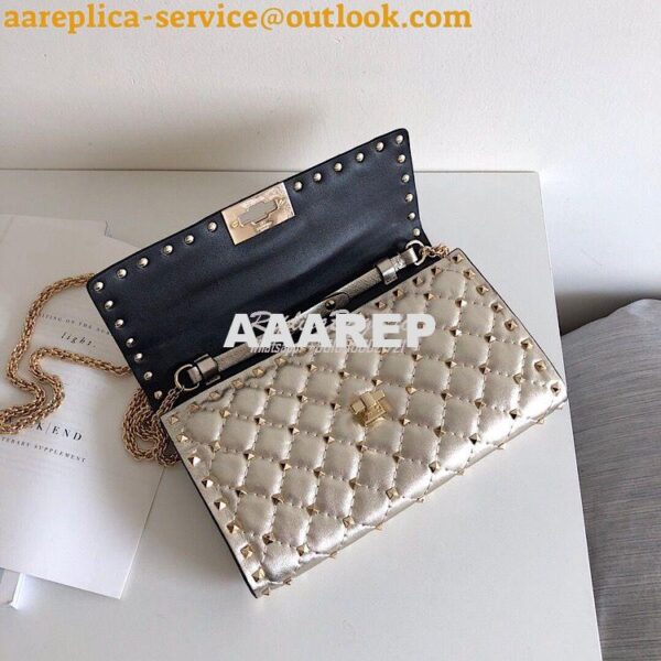 Replica Valentino Garavani Rockstud Spike Gold Chain Bag Metallic Gold 7