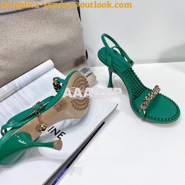 Replica Bottega Veneta BV Dot Leather Sandals 667178 Green 10