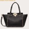 Replica Valentino Rockstud23 Shoulder Bag in Black Calfskin 2