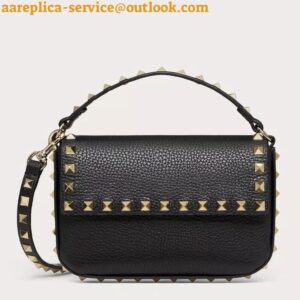 Replica Valentino Rockstud Pouch Bag in Black Grained Leather