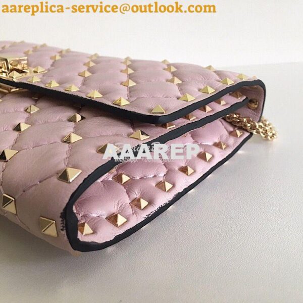 Replica Valentino Garavani Rockstud Spike Gold Chain Bag Pink 10