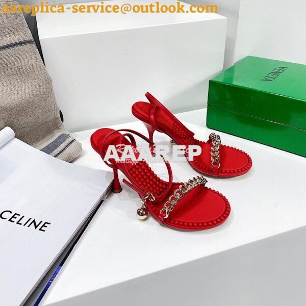 Replica Bottega Veneta BV Dot Leather Sandals 667178 Red 5