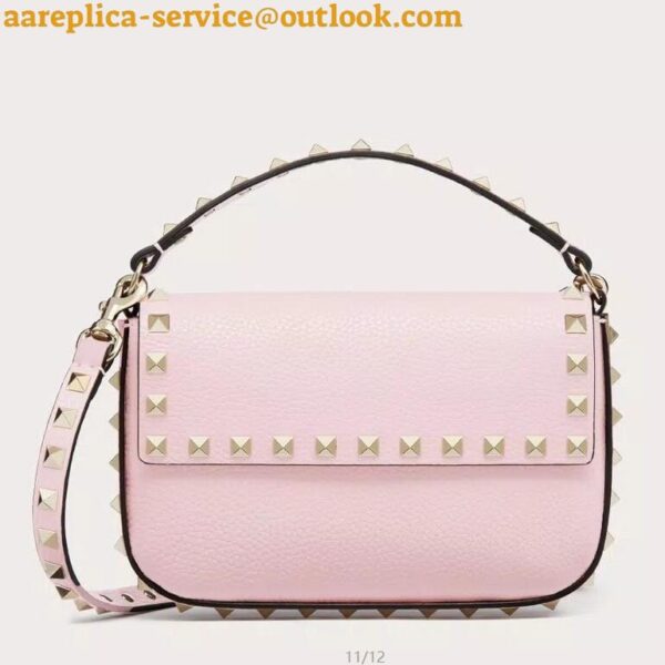 Replica Valentino Rockstud Pouch Bag in Pink Grained Leather 3