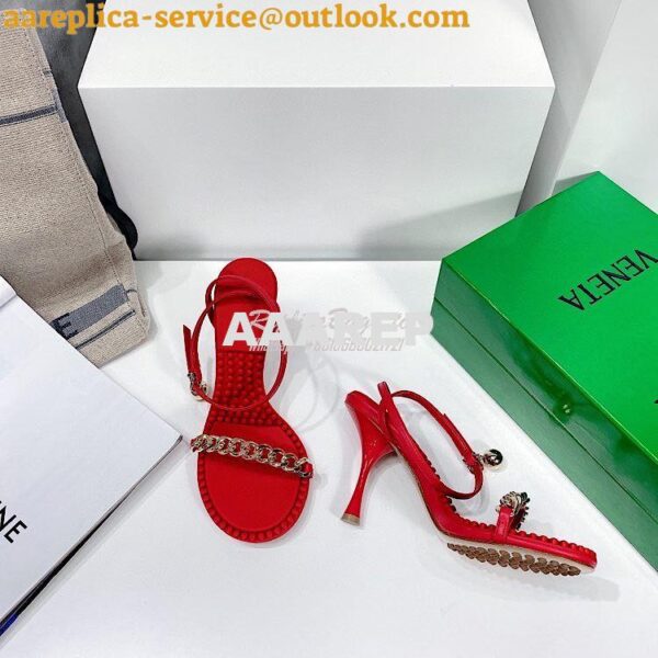 Replica Bottega Veneta BV Dot Leather Sandals 667178 Red 6