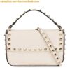 Replica Valentino Rockstud Small Hobo Bag in Black Grainy Calfskin 2