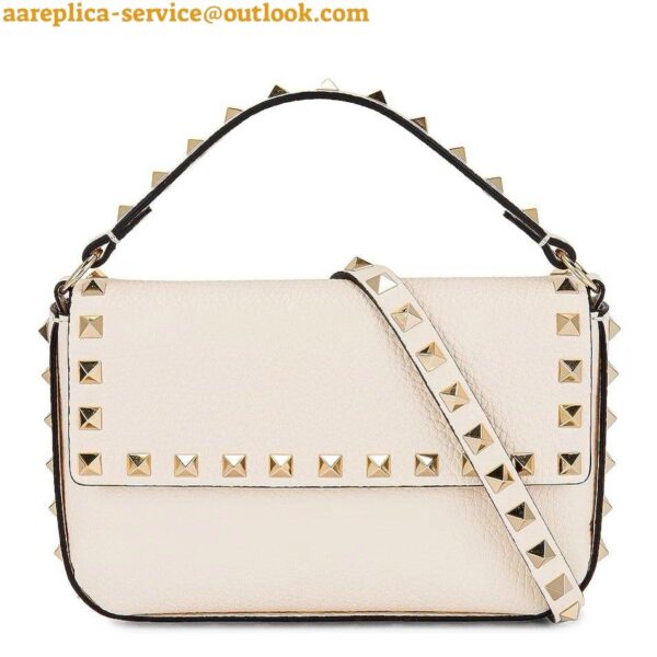 Replica Valentino Rockstud Pouch Bag in White Grained Leather 3