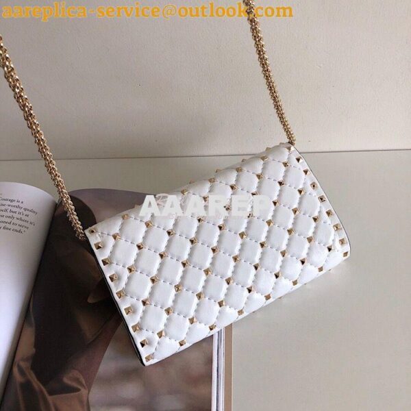 Replica Valentino Garavani Rockstud Spike Gold Chain Bag VLTN White 11