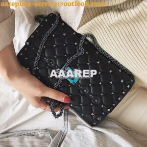 Replica Valentino Garavani Rockstud Spike Iridescent Chain Bag Black