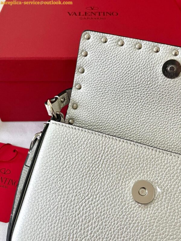 Replica Valentino Rockstud Pouch Bag in White Grained Leather 6