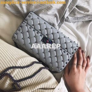 Replica Valentino Garavani Rockstud Spike Iridescent Chain Bag Grey 2