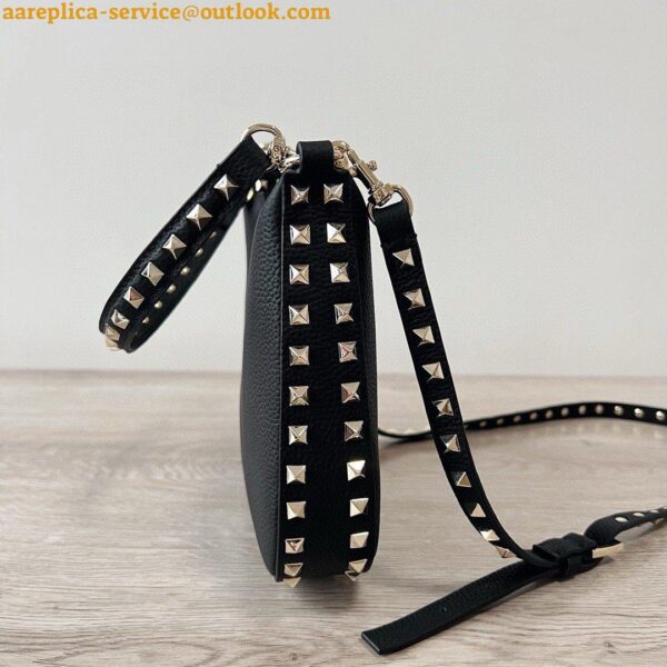 Replica Valentino Rockstud Small Hobo Bag in Black Grainy Calfskin 7