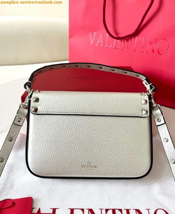 Replica Valentino Rockstud Pouch Bag in White Grained Leather 10