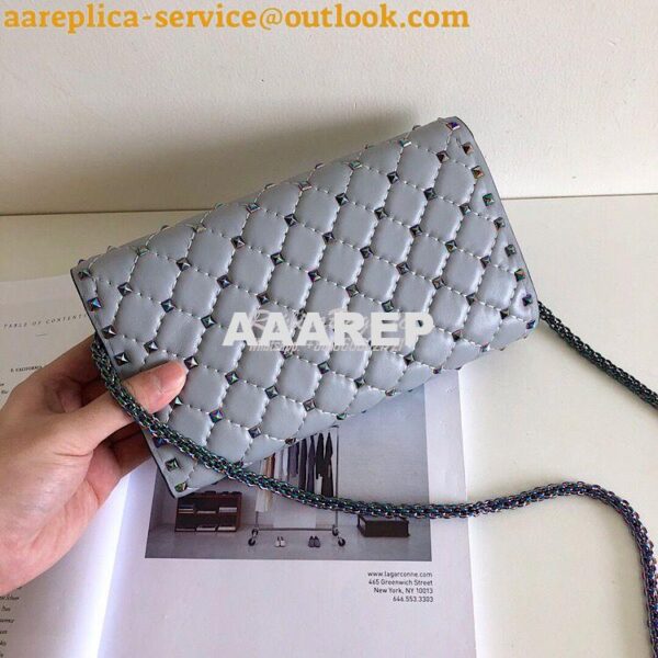 Replica Valentino Garavani Rockstud Spike Iridescent Chain Bag Grey 11