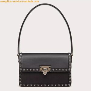 Replica Valentino Rockstud23 Shoulder Bag in Black Calfskin