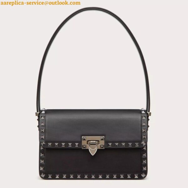 Replica Valentino Rockstud23 Shoulder Bag in Black Calfskin 3