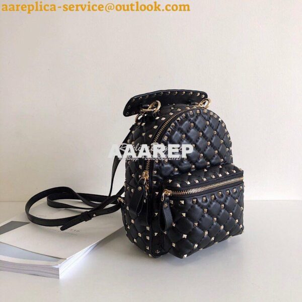 Replica Valentino Garavani Rockstud Spike Mini Leather Backpack Black 4