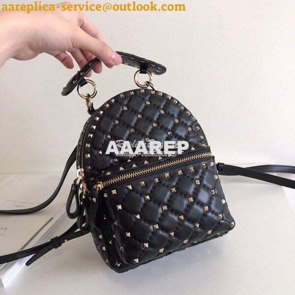 Replica Valentino Garavani Rockstud Spike Mini Leather Backpack Black 5