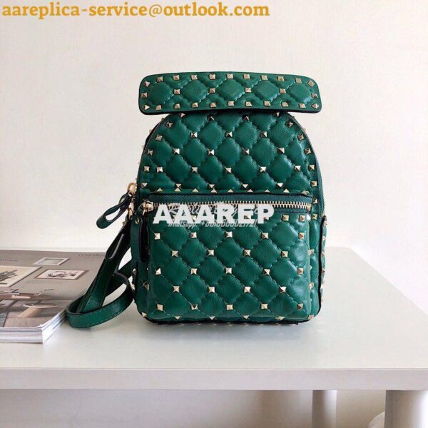 Replica Valentino Garavani Rockstud Spike Mini Leather Backpack Green 3