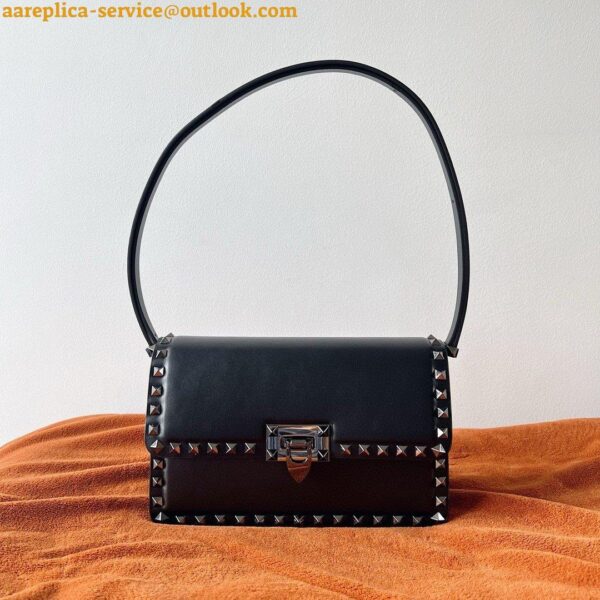 Replica Valentino Rockstud23 Shoulder Bag in Black Calfskin 10