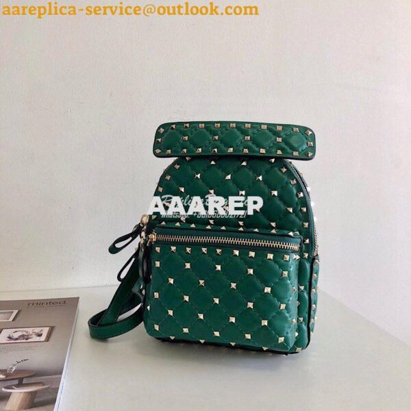 Replica Valentino Garavani Rockstud Spike Mini Leather Backpack Green 4