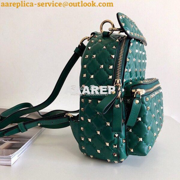 Replica Valentino Garavani Rockstud Spike Mini Leather Backpack Green 5