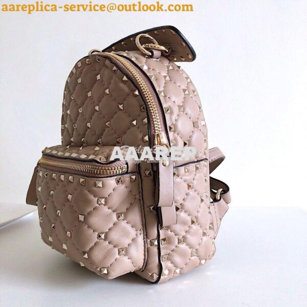 Replica Valentino Garavani Rockstud Spike Mini Leather Backpack Nude 5