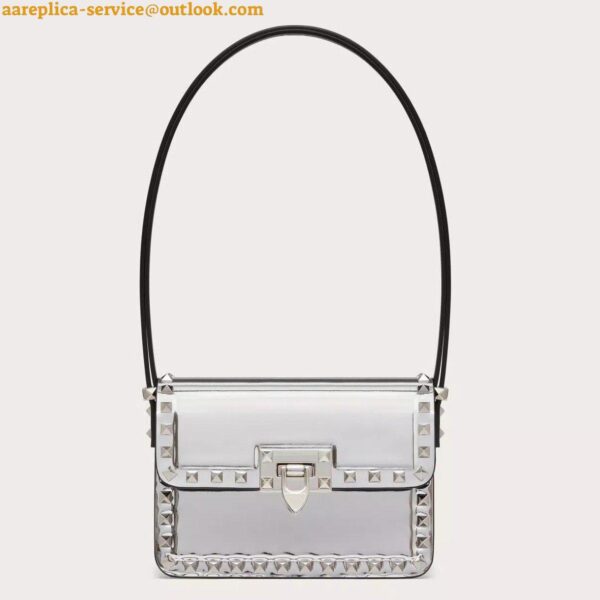 Replica Valentino Rockstud23 Small Shoulder Bag in Silver Calfskin