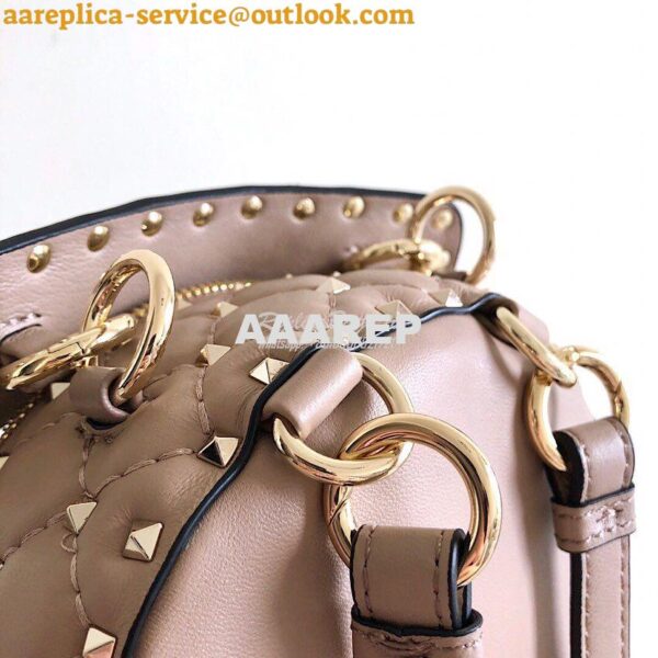 Replica Valentino Garavani Rockstud Spike Mini Leather Backpack Nude 6