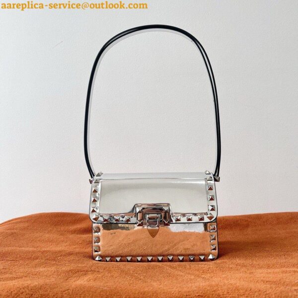 Replica Valentino Rockstud23 Small Shoulder Bag in Silver Calfskin 3