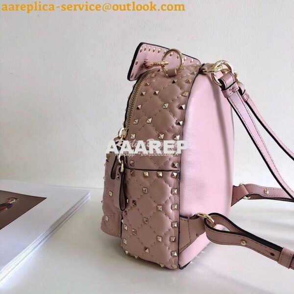 Replica Valentino Garavani Rockstud Spike Mini Leather Backpack Pink 5