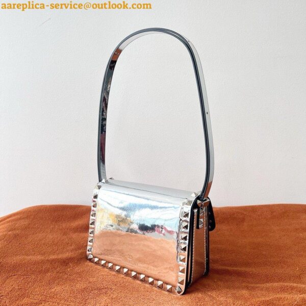 Replica Valentino Rockstud23 Small Shoulder Bag in Silver Calfskin 5