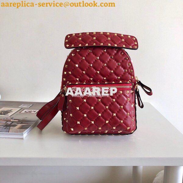 Replica Valentino Garavani Rockstud Spike Mini Leather Backpack Red 3